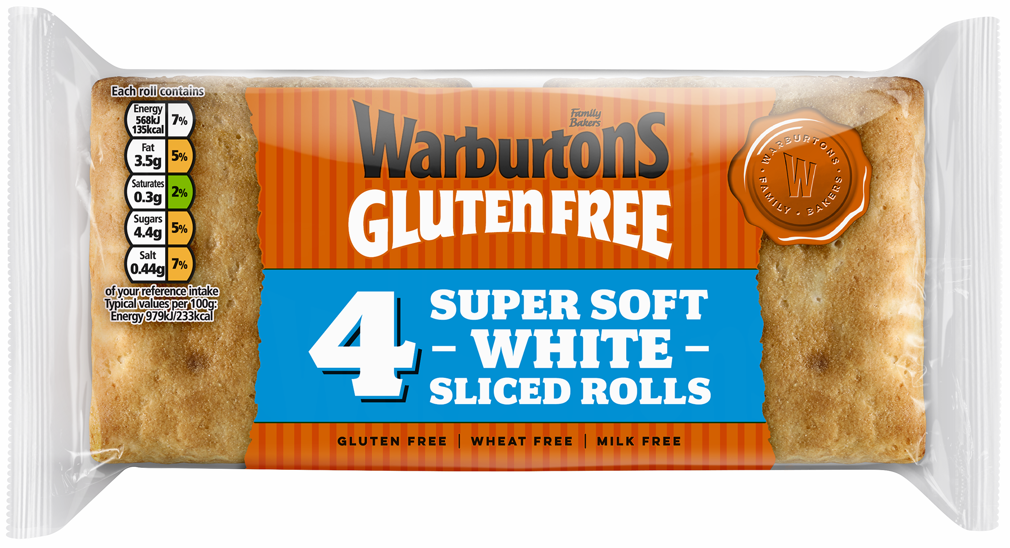 Warburtons Gluten Free Super Soft White Rolls